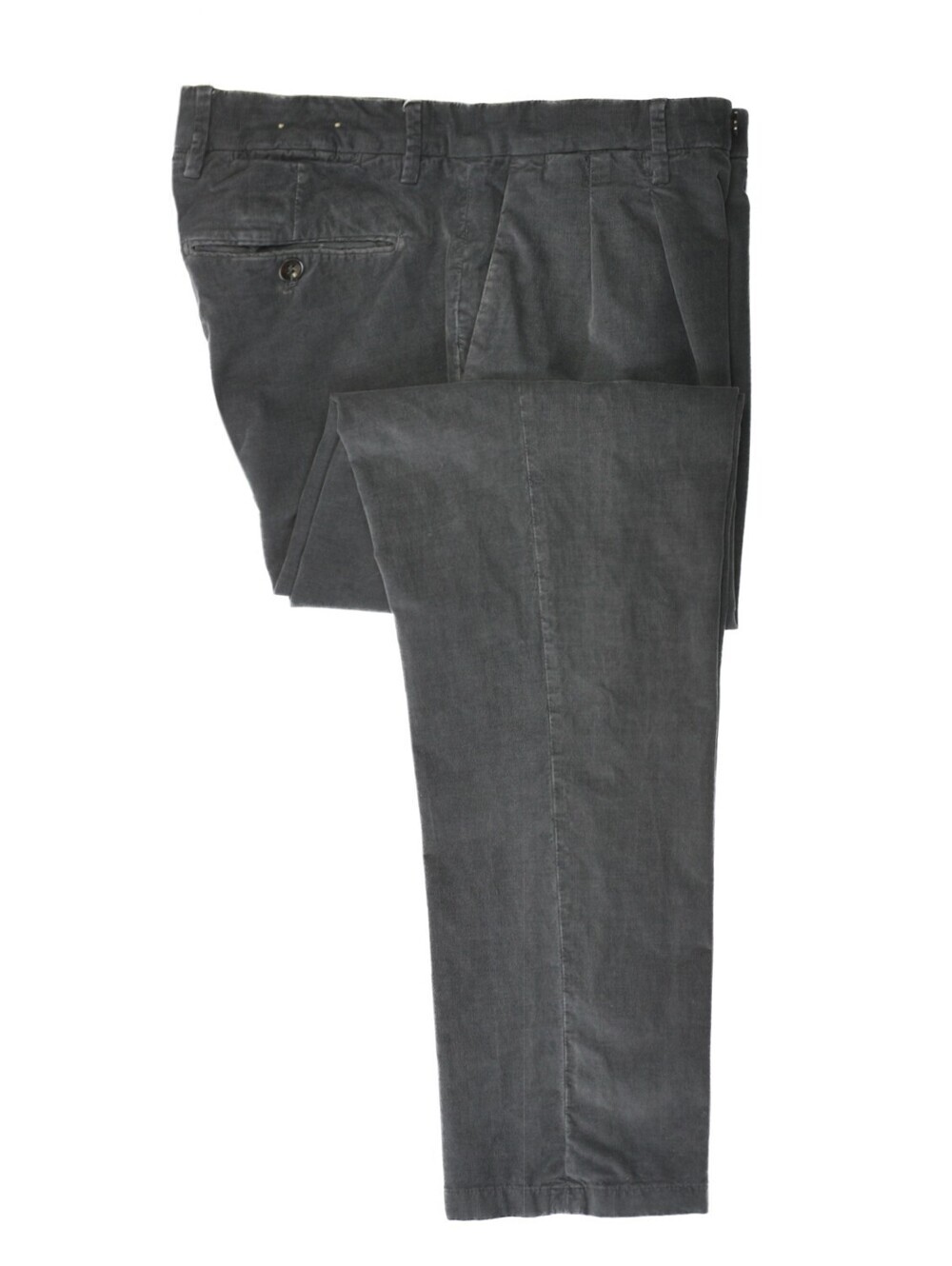 Briglia Grey Slim Fit Fine Corduroy Pleated Pants 33 40351